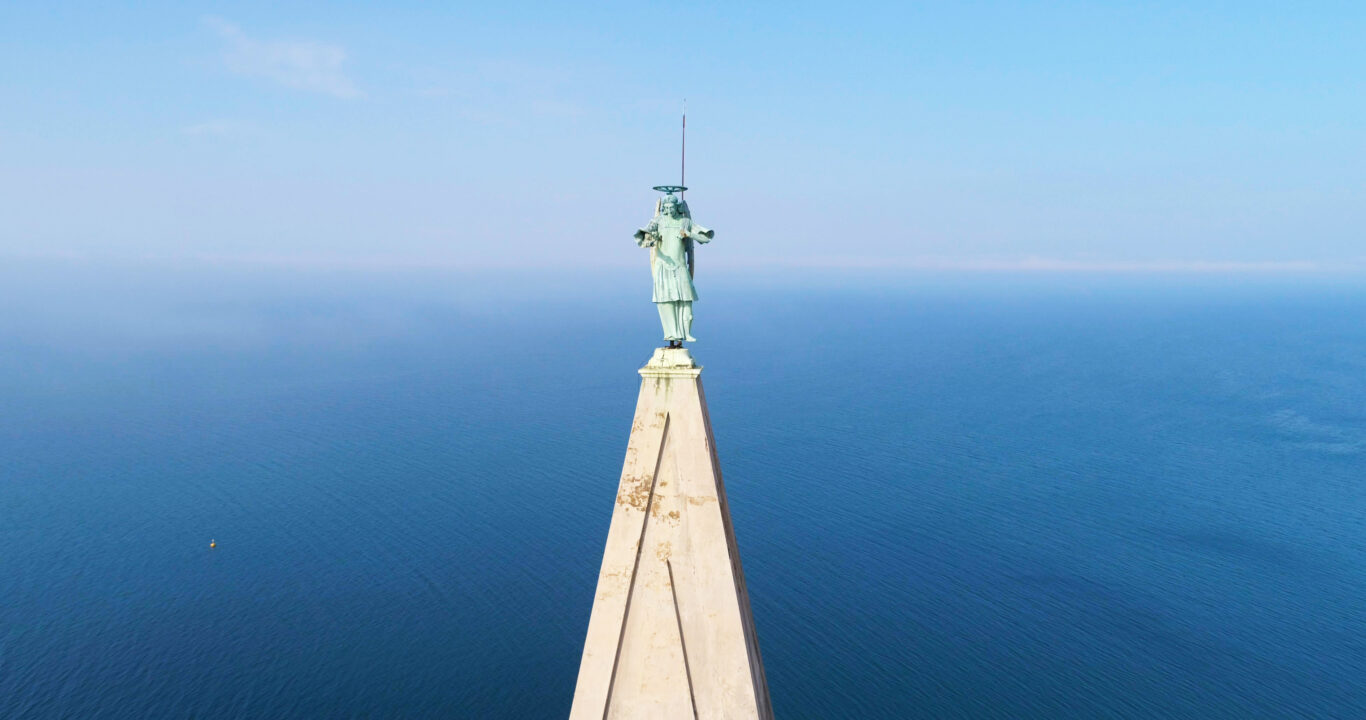 Archangel Michael atop Saint George's Cathedral in Piran